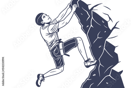 Rock Climbing Illustration Showing Strength