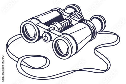 Old Binoculars Minimalist Artistic Illustration
