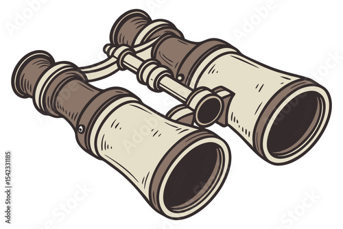 Vintage Binoculars One Line Drawing