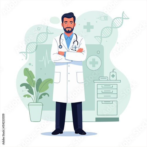 Confident Male Doctor in a White Coat