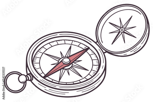 Vintage Compass Travel Navigation Drawing