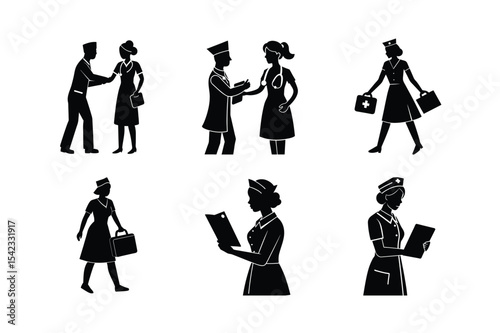 Nurse silhouette bundle design 