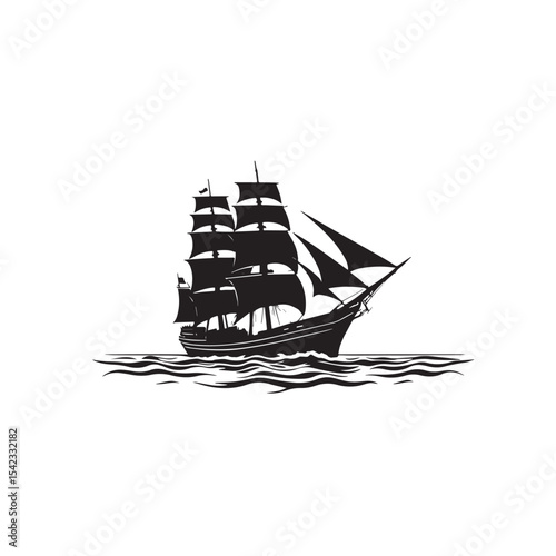 Fishing or sailing ship icon isolated on white background