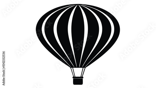Hot air balloon silhouette isolated on white background