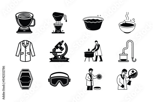 Laboratory Equipment Set Illustration Scientific Instruments Beakers Flasks and Test Tubes