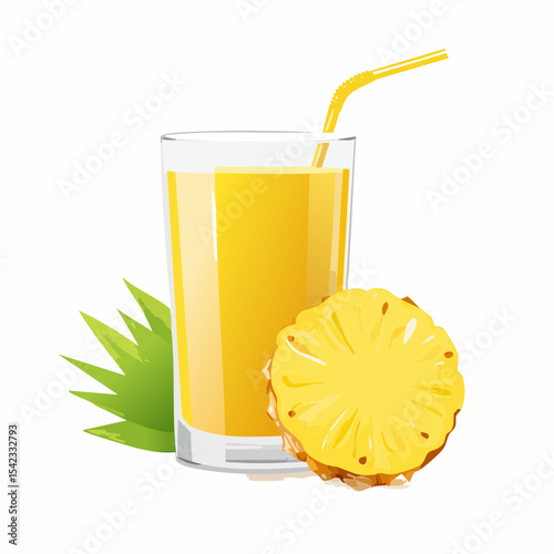 Refreshing Pineapple Juice in Glass with Pineapple Slice