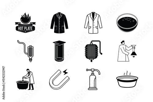 Laboratory Equipment Set Illustration Featuring Cat Science Tools and Research Elements