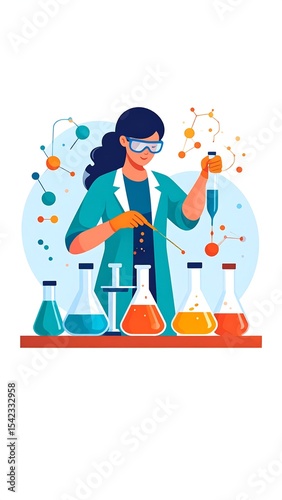 Scientist experimenting in lab.