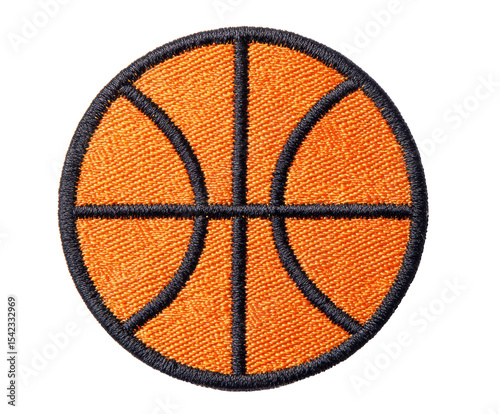 Bright orange basketball patch design for sports enthusiasts