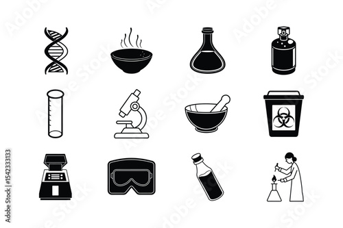 Detailed Illustration of Laboratory Equipment Set