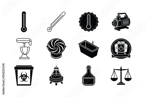 Detailed Illustration of Laboratory Equipment Set