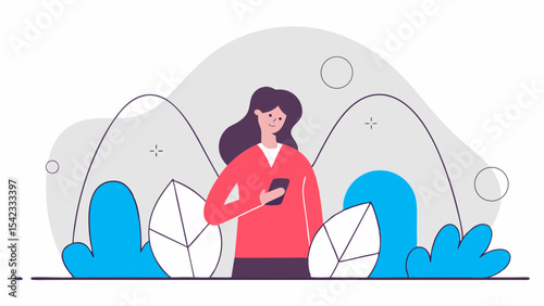 Elegant Geometric Silhouette of a Modern Woman Illustration