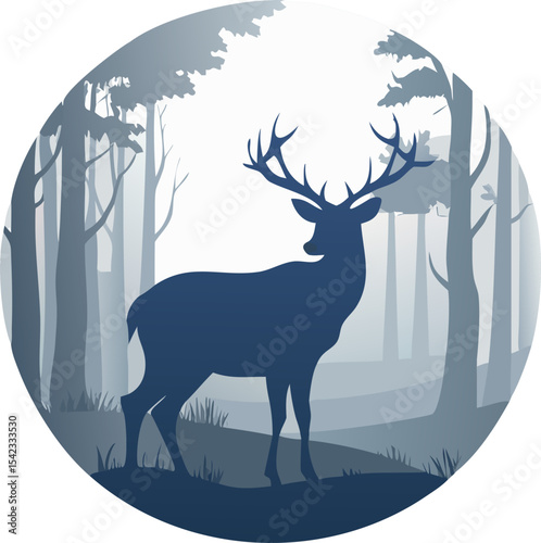 deer in wild illustration