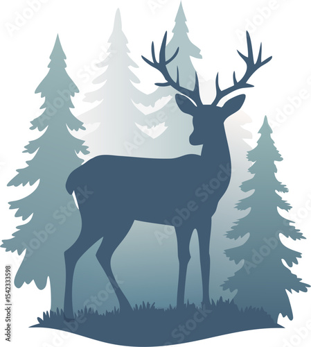 deer in winter forest