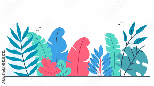 Vibrant Tropical Jungle Background Featuring Lush Greenery