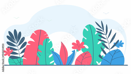 Vibrant Tropical Jungle Background with Lush Greenery