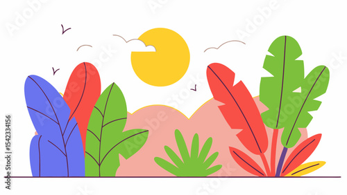 Vibrant Tropical Jungle Background with Lush Greenery