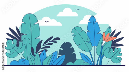 Lush Tropical Paradise with Vibrant Jungle Foliage