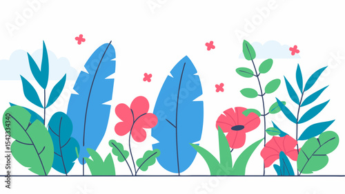 Vibrant Tropical Jungle Plant Seamless Pattern