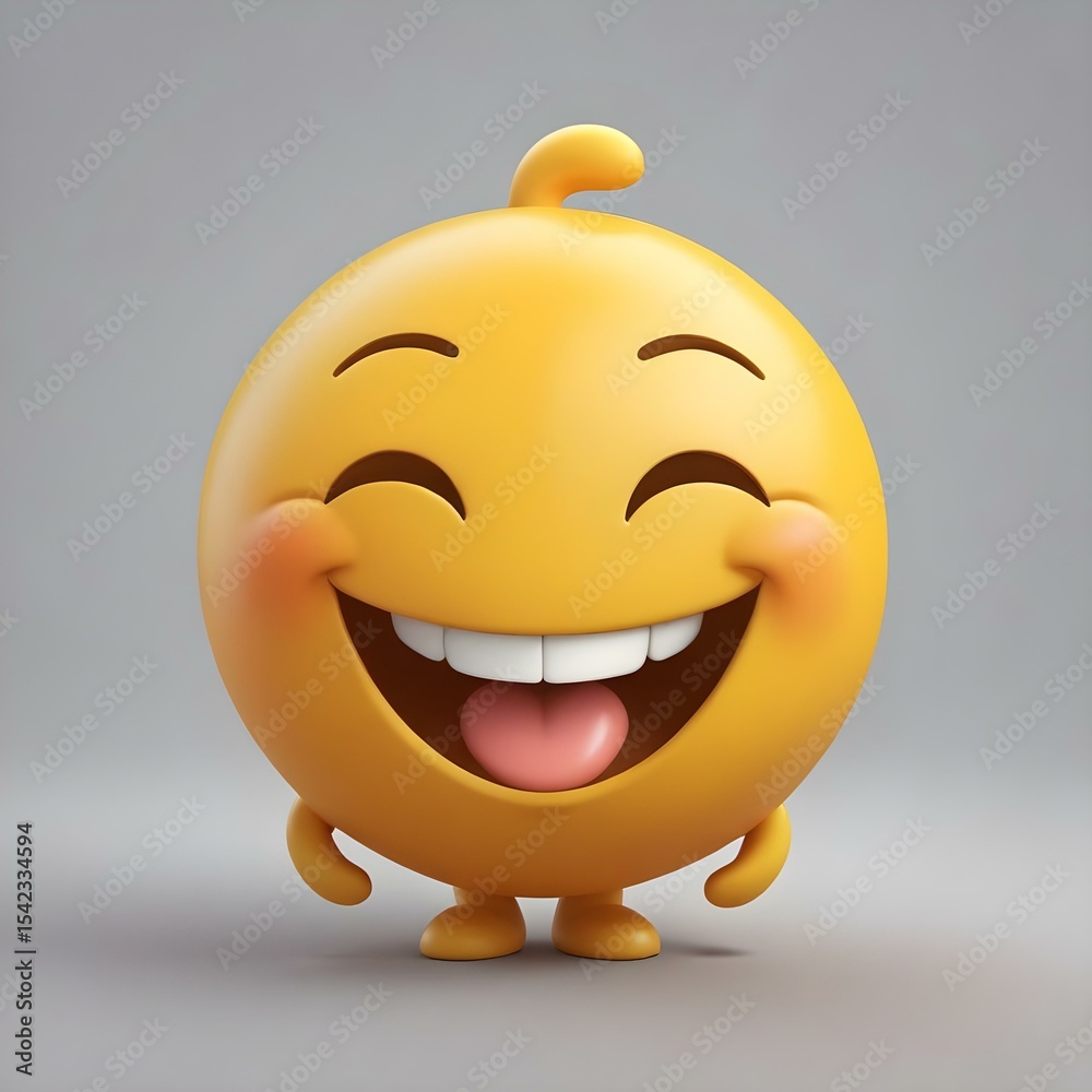 Fototapeta premium A smiling yellow emoji character with a big smile
