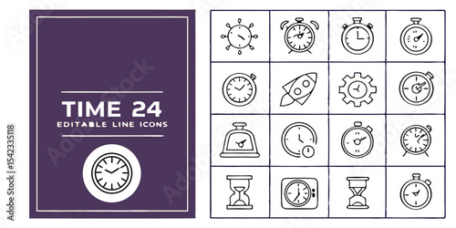 Collection of doodle style time related icons for design concepts and projects