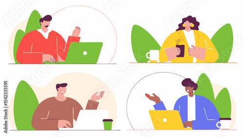 Dynamic Business Scenes with Men Engaging in Concept Development