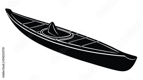 Isolated kayak silhouette on white background