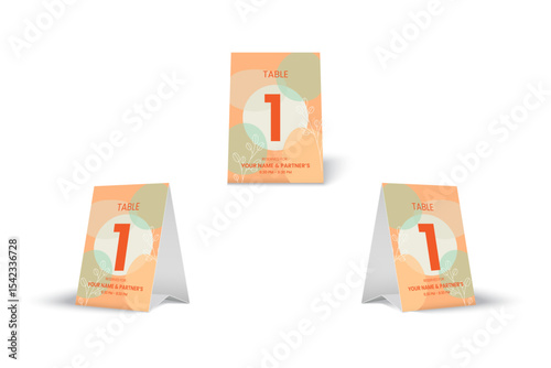 Table Number 1 Tent Card template with Pastel Floral Design for Restaurant or Cafe