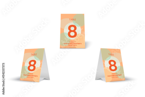 Modern Table Number 8 Tent Card Mockup for Restaurant or Cafe