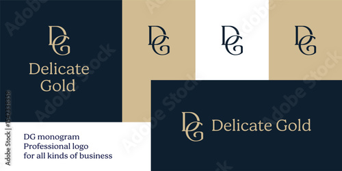 Elegant serif DG monogram logo with luxurious and timeless styling.