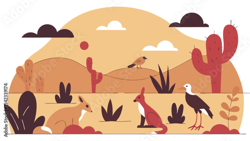 Vibrant Vector Wildlife Scene: A Detailed Colorful Illustration of Nature's Wonders
