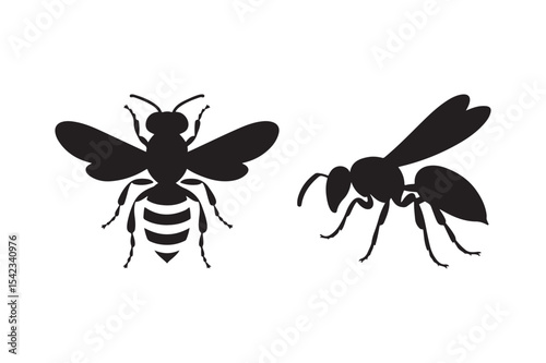 Bee and Wasp Silhouettes Insect Vector Icons for Nature and Wildlife Design