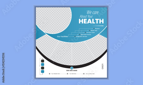Hospital and healthcare social media post design for all social media site collection promotion banner flyer or poster template