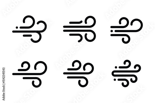 Wind and breeze puff icon vector set

