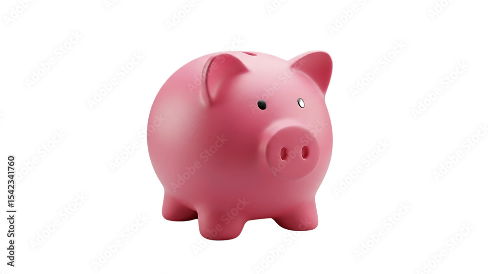 A pink piggy bank sits against a stark white background, symbolizing savings and financial security. A pink piggy bank sits against a stark white background, symbolizing savings and financial security.