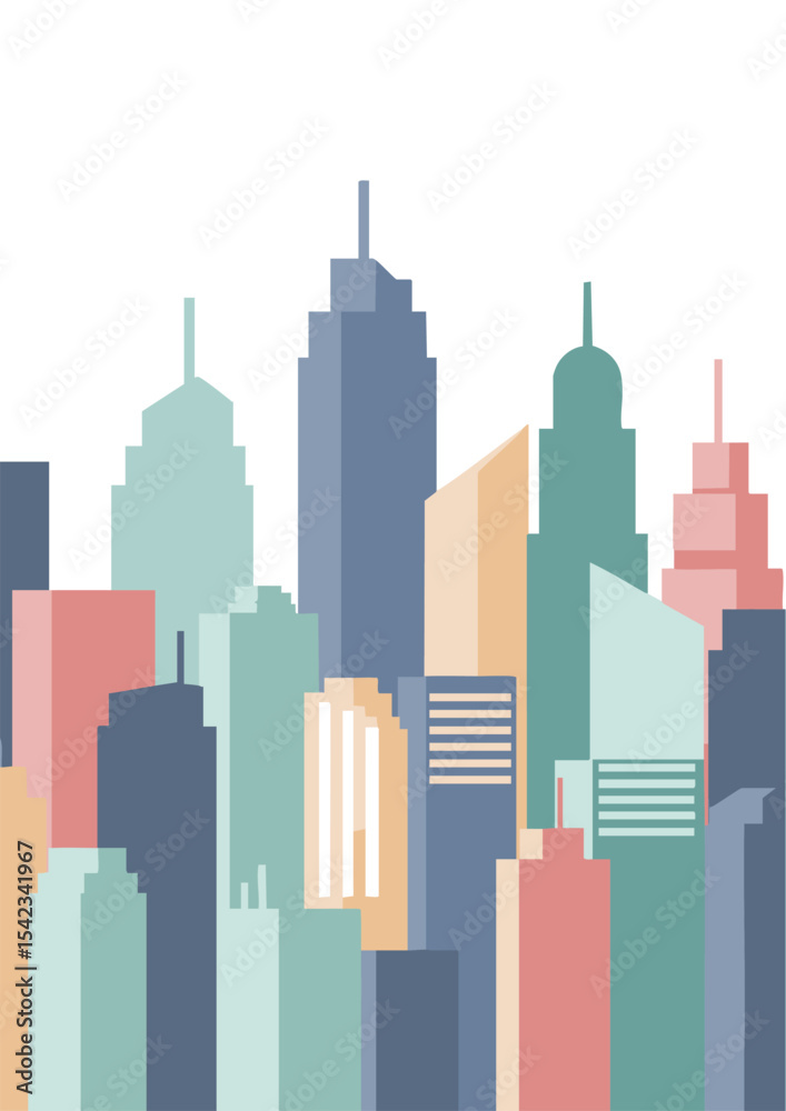 Obraz premium Minimalist Flat Design City Skyline Illustration