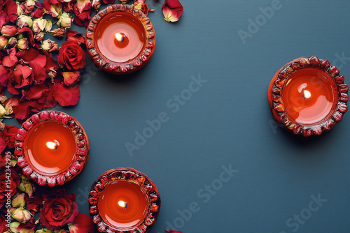 A blank vibrantly colored Diwali background with copy space
