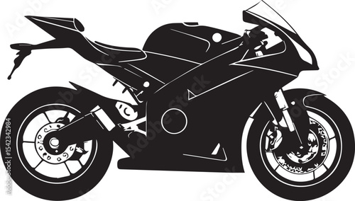 Speed Silhouette: A dynamic black silhouette of a sleek sportbike, designed for speed and precision, stands poised to conquer the open road.