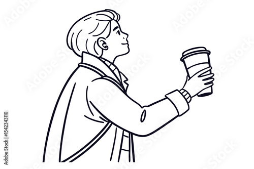 Hand Holding a Coffee Mug on White Background