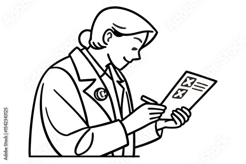 Pharmacist Holding Prescription Medicine Illustration