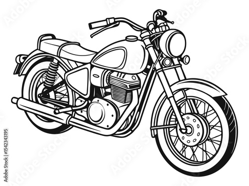 Vintage Motorcycle Illustration on White Background