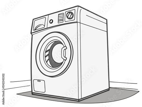 Front Load Washing Machine Minimal Drawing