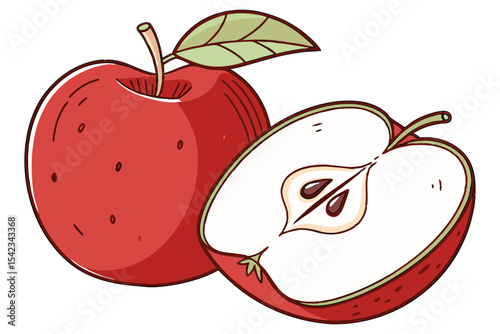 Red Apple Fruit Illustration on White Background