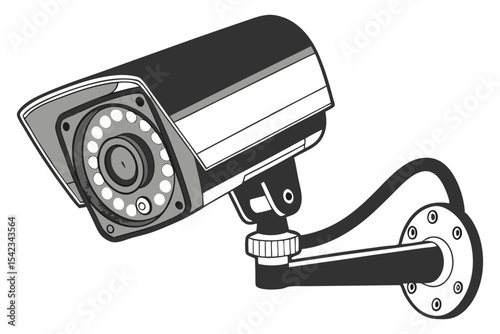 Modern CCTV Camera Drawing for Security Theme