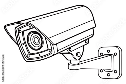 CCTV Security Camera Line Art on White