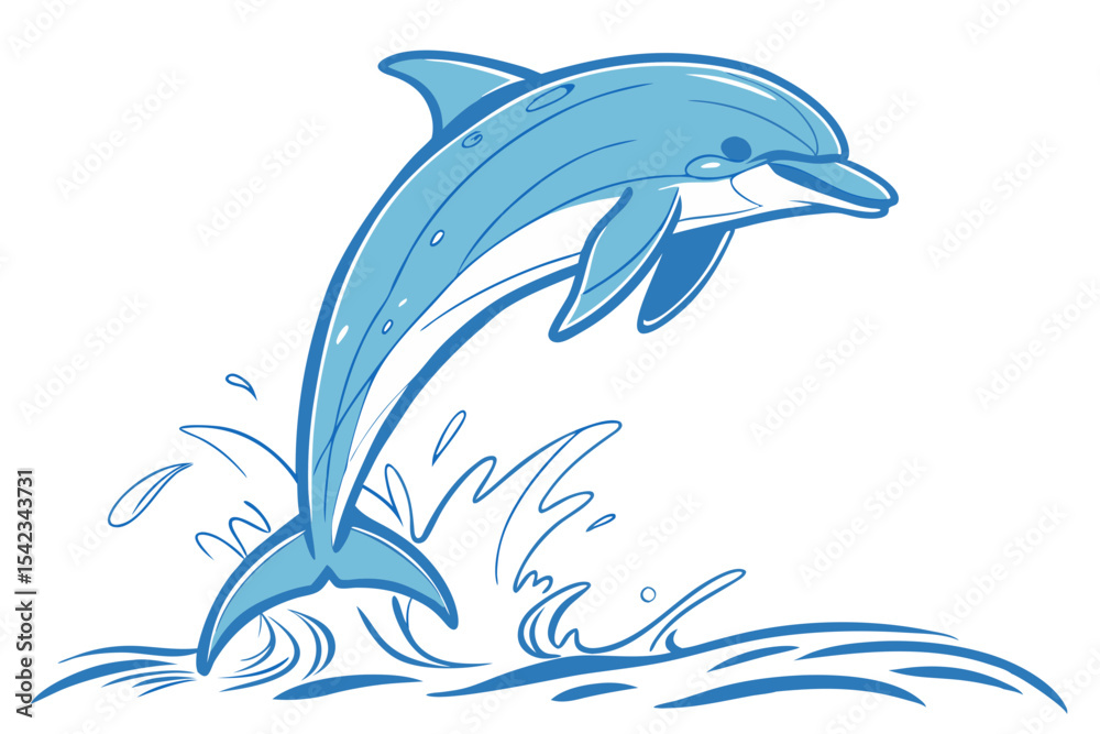 Fototapeta premium Cute Dolphin Swimming on Clean Background