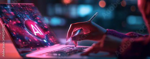 Person using a laptop Ai concept