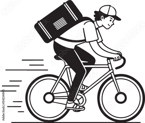 Delivery on Wheels: A dynamic illustration captures a delivery person on a bicycle, symbolizing speed, efficiency, and the convenience of modern courier services.