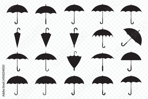 Minimalist Flat Umbrella Icon Pack: Weather and Fashion Vector EPS