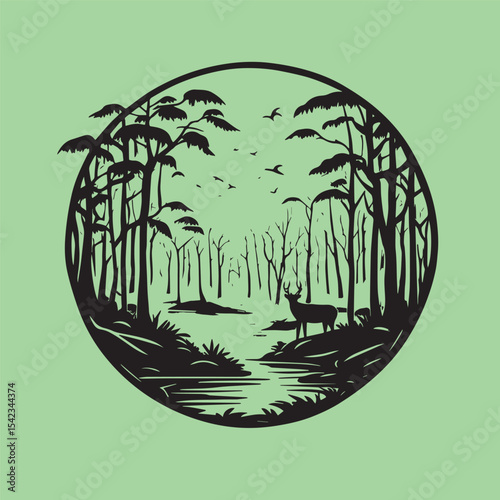 Tropical mangrove forest minimalist design